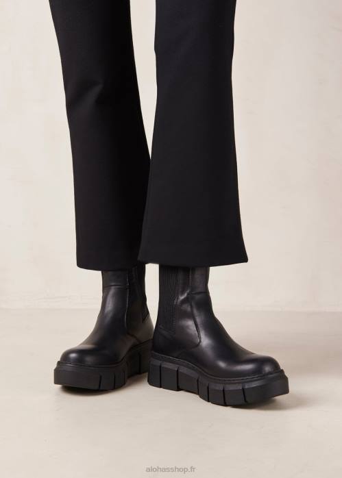 femmes noir P64N210 Alohas armure - bottes en cuir noir
