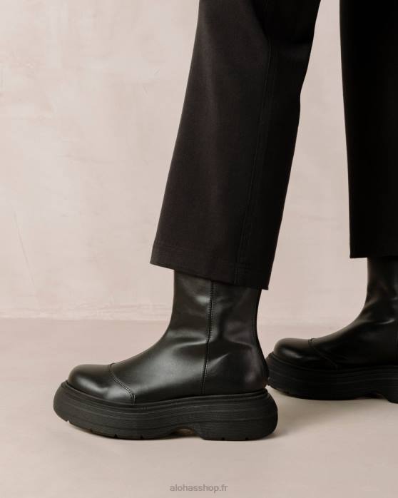 femmes noir P64N271 Alohas ink - bottes en cuir végétalien noir