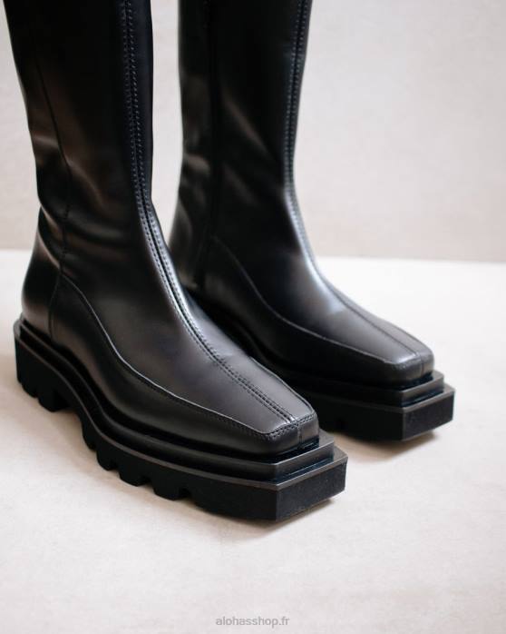 femmes noir P64N272 Alohas bloc - bottes en cuir noir