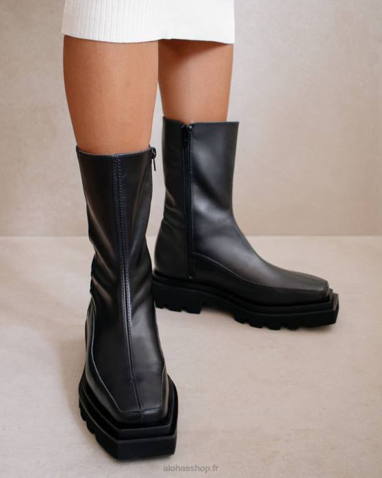 femmes noir P64N272 Alohas bloc - bottes en cuir noir