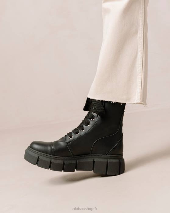 femmes noir P64N282 Alohas can can - bottes en cuir végétalien noir