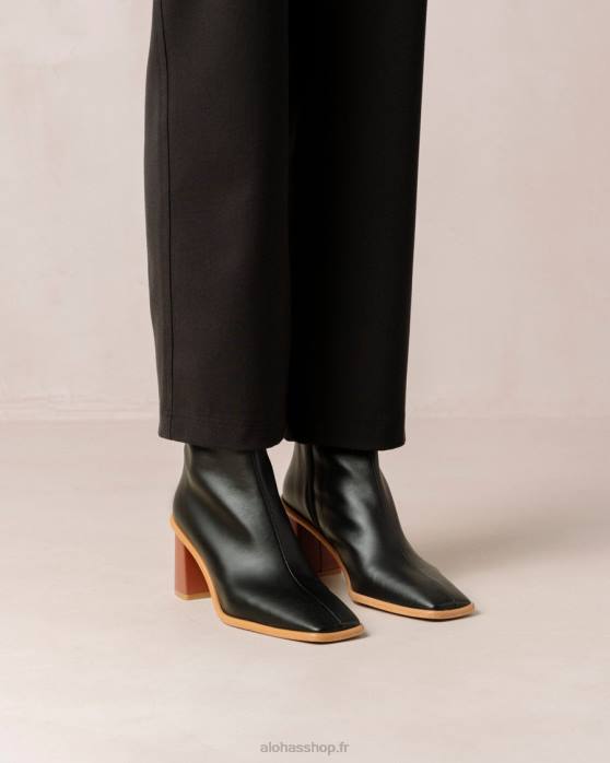 femmes noir P64N453 Alohas west cape corn - bottes en cuir végétalien noir