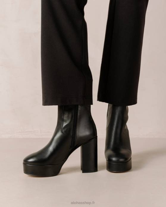 femmes noir P64N470 Alohas tonnerre - bottes en cuir noir