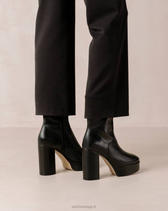 femmes noir P64N470 Alohas tonnerre - bottes en cuir noir