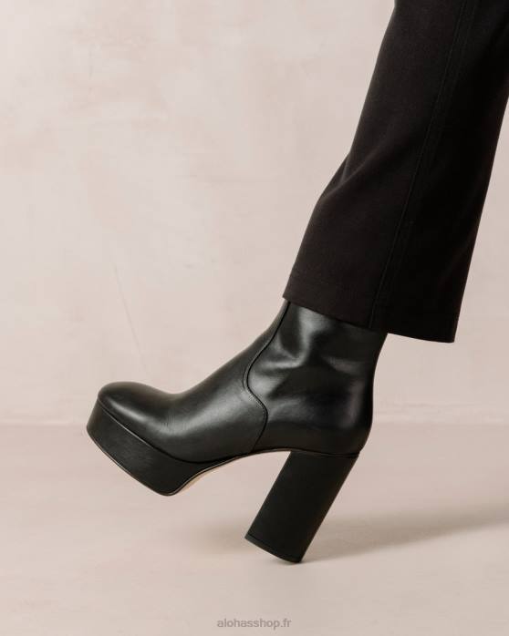 femmes noir P64N470 Alohas tonnerre - bottes en cuir noir