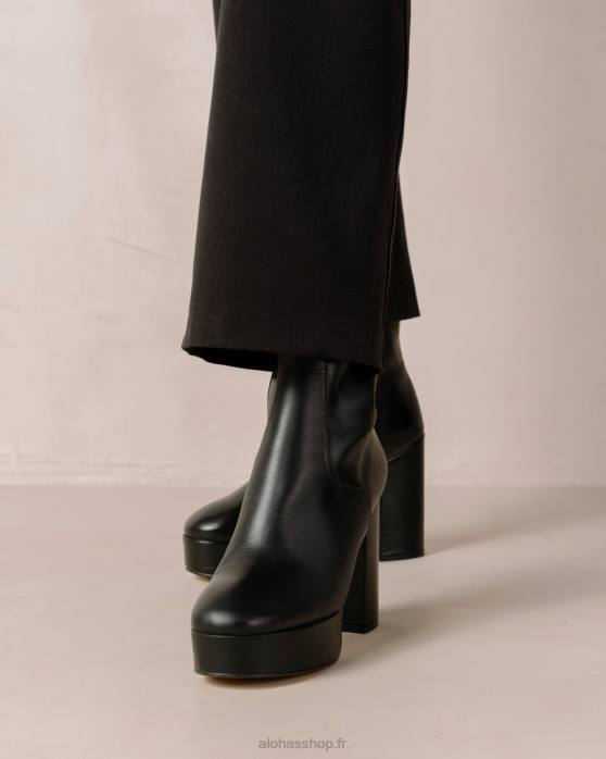 femmes noir P64N470 Alohas tonnerre - bottes en cuir noir