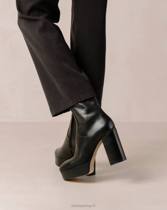 femmes noir P64N470 Alohas tonnerre - bottes en cuir noir