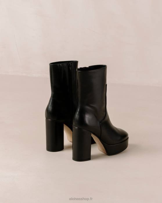 femmes noir P64N470 Alohas tonnerre - bottes en cuir noir