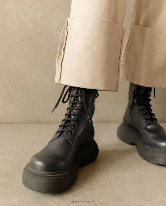 femmes noir P64N486 Alohas gouache - bottes en cuir vegan noir