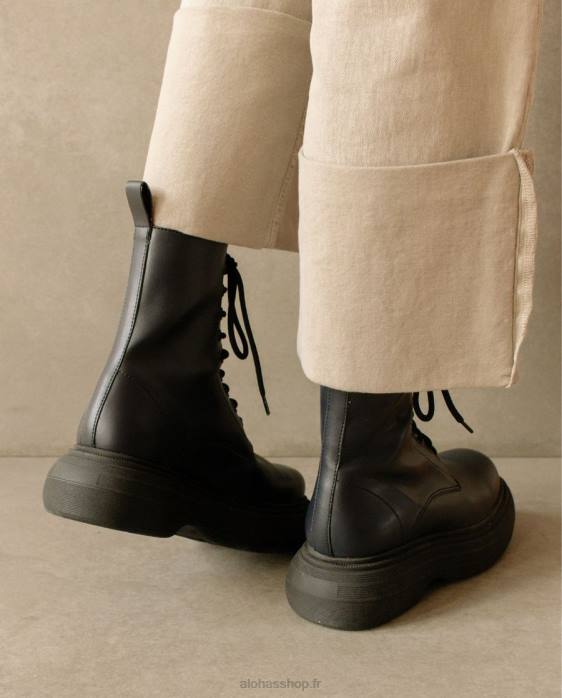 femmes noir P64N486 Alohas gouache - bottes en cuir vegan noir