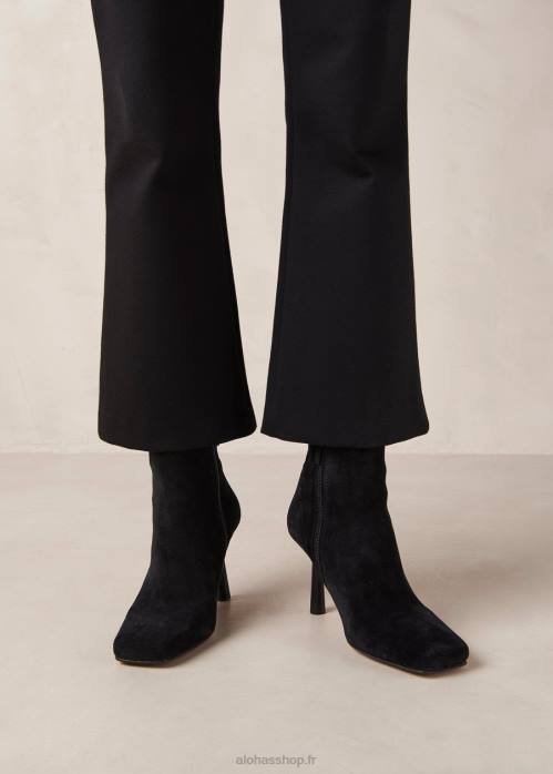 femmes noir P64N574 Alohas frappã© - bottes en daim noir