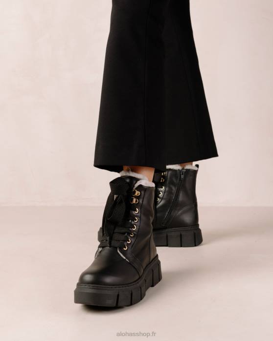 femmes noir P64N58 Alohas can can - bottines en cuir noir