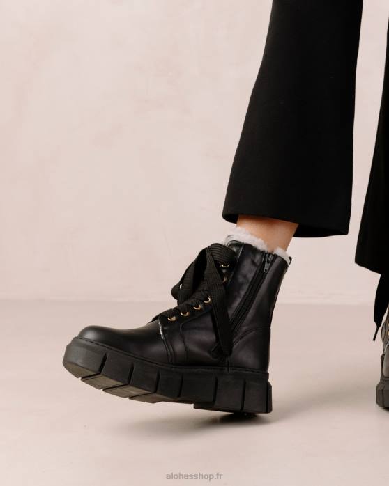 femmes noir P64N58 Alohas can can - bottines en cuir noir