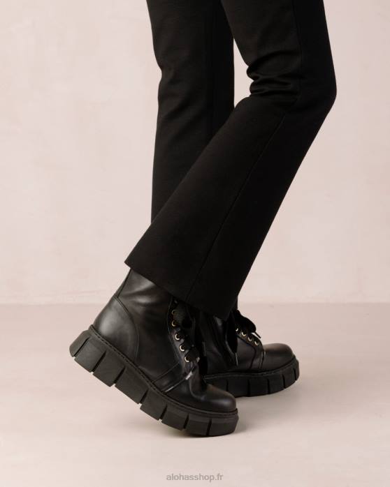 femmes noir P64N58 Alohas can can - bottines en cuir noir