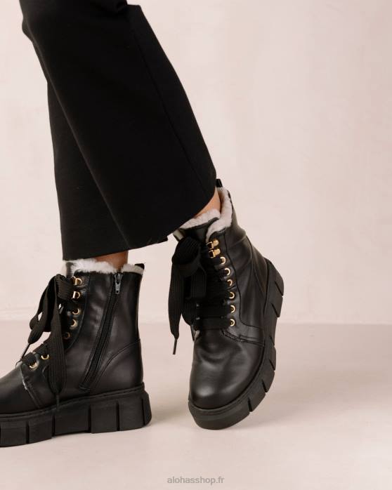 femmes noir P64N58 Alohas can can - bottines en cuir noir