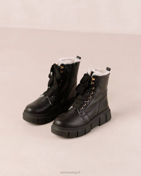 femmes noir P64N58 Alohas can can - bottines en cuir noir