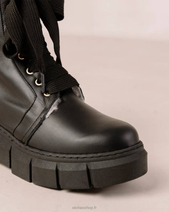 femmes noir P64N58 Alohas can can - bottines en cuir noir