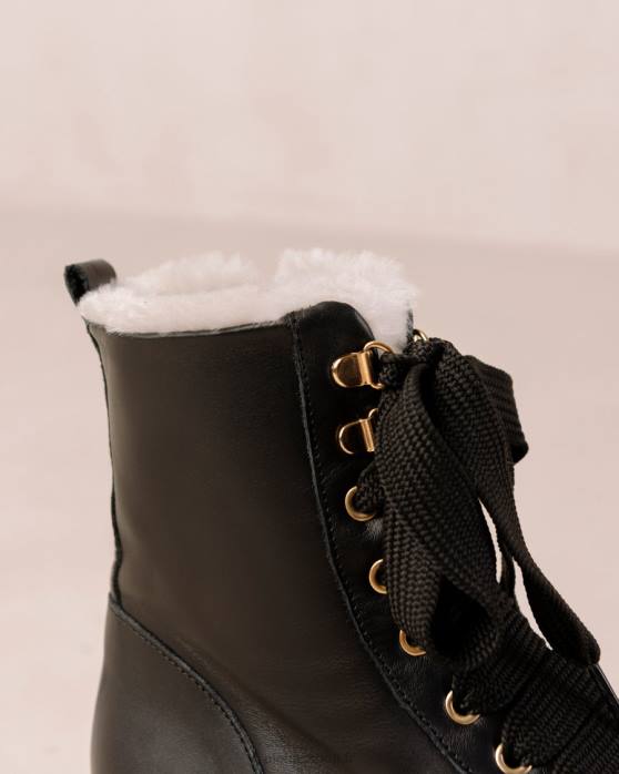 femmes noir P64N58 Alohas can can - bottines en cuir noir