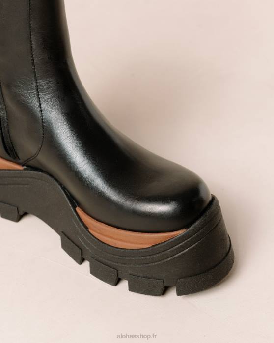 femmes noisette noire P64N334 Alohas noisette saphir - bottes en cuir noir