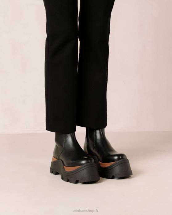 femmes noisette noire P64N334 Alohas noisette saphir - bottes en cuir noir