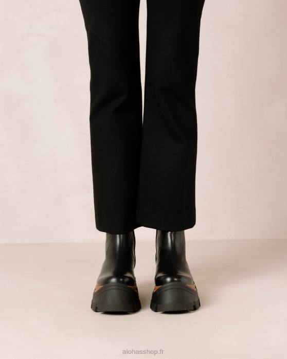 femmes noisette noire P64N334 Alohas noisette saphir - bottes en cuir noir
