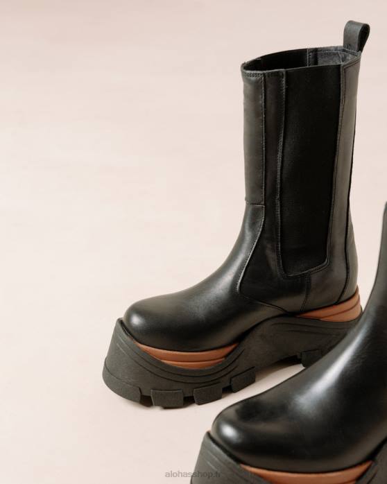 femmes noisette noire P64N580 Alohas phoenix nutty - bottes en cuir noir
