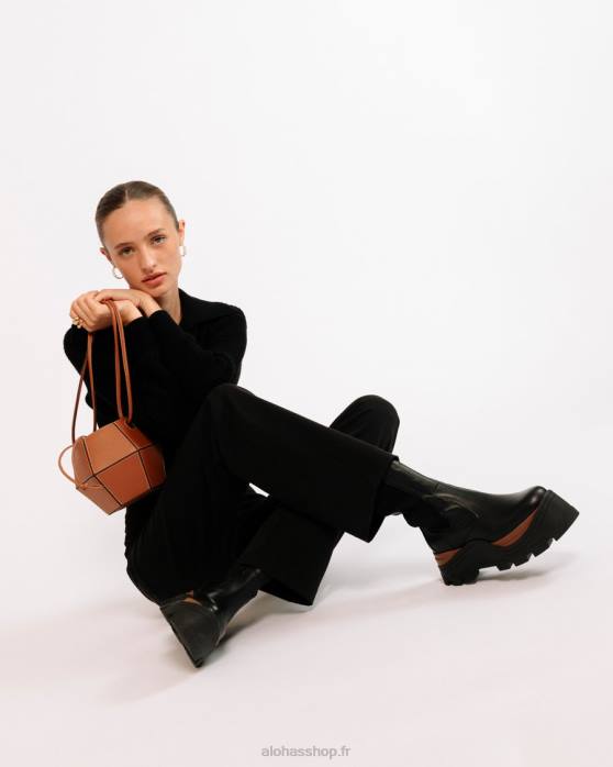 femmes noisette noire P64N580 Alohas phoenix nutty - bottes en cuir noir