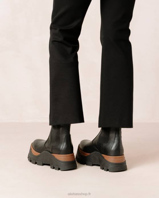 femmes noisette noire P64N580 Alohas phoenix nutty - bottes en cuir noir
