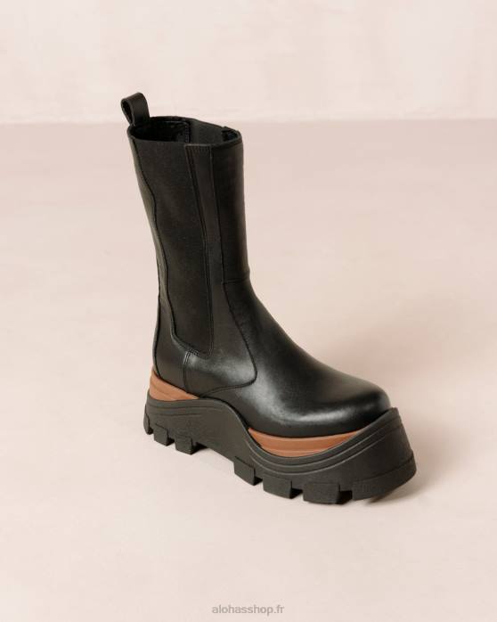 femmes noisette noire P64N580 Alohas phoenix nutty - bottes en cuir noir