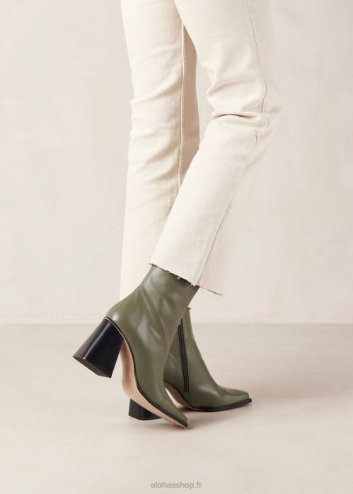 femmes olive poussiéreuse P64N204 Alohas sud - bottes en cuir vert