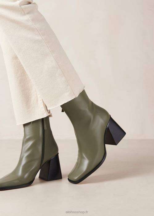 femmes olive poussiéreuse P64N204 Alohas sud - bottes en cuir vert