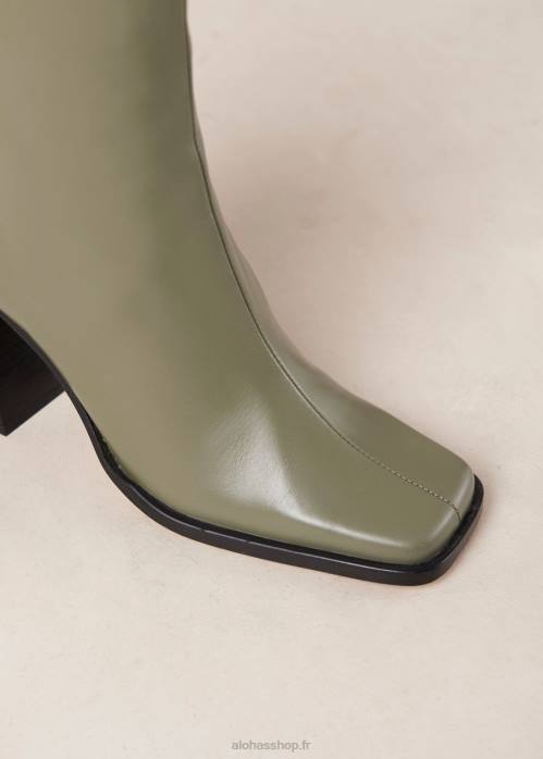 femmes olive poussiéreuse P64N204 Alohas sud - bottes en cuir vert