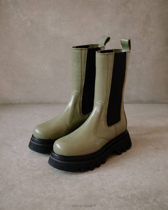femmes olive poussiéreuse P64N358 Alohas all rounder - bottes en cuir vert