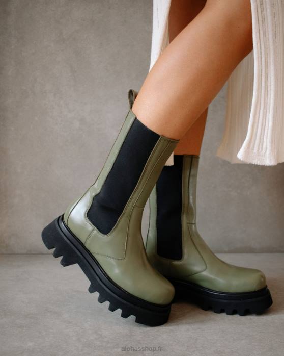femmes olive poussiéreuse P64N358 Alohas all rounder - bottes en cuir vert