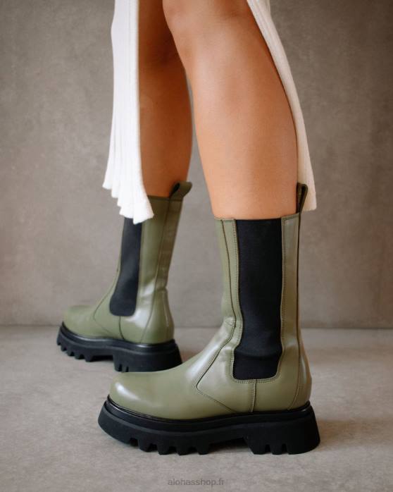 femmes olive poussiéreuse P64N358 Alohas all rounder - bottes en cuir vert
