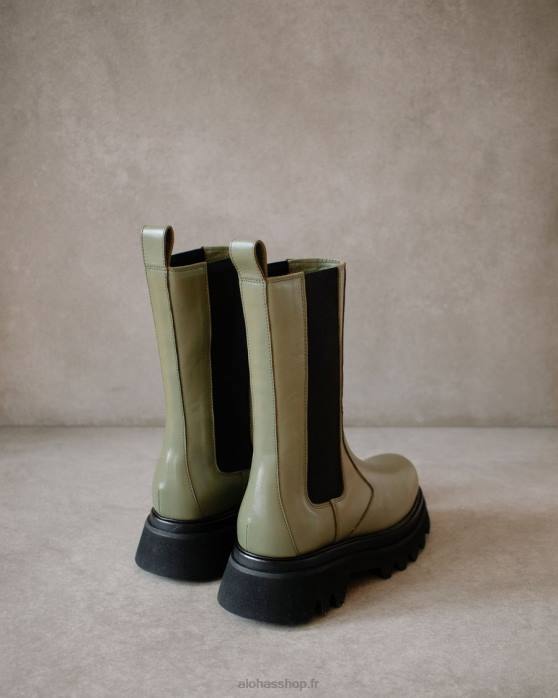 femmes olive poussiéreuse P64N358 Alohas all rounder - bottes en cuir vert