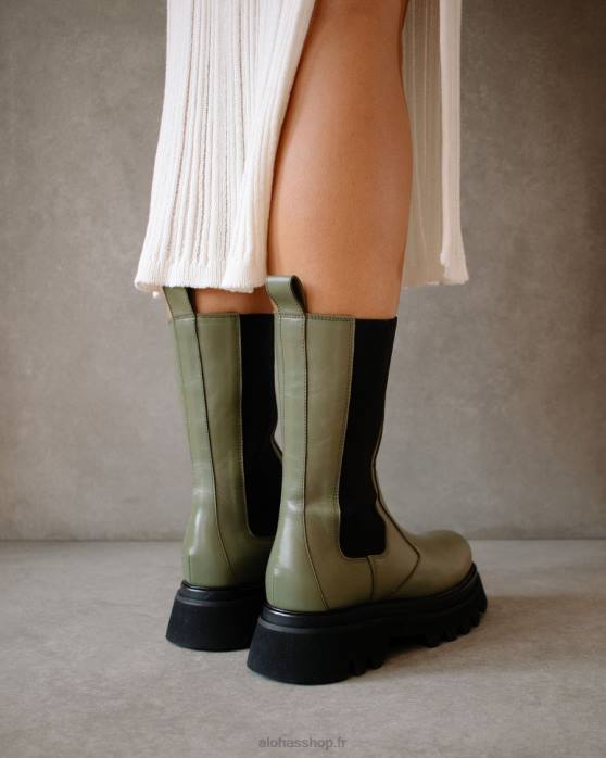 femmes olive poussiéreuse P64N358 Alohas all rounder - bottes en cuir vert