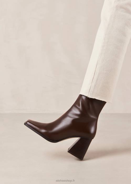 femmes pomélo brun P64N205 Alohas sud bicolore - bottines en cuir marron et orange