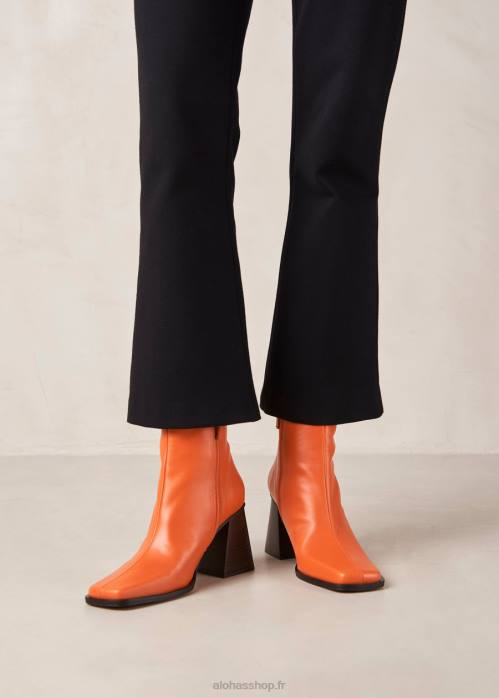 femmes pomélo orange P64N203 Alohas sud - bottes en cuir orange vif
