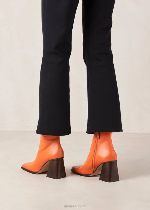 femmes pomélo orange P64N203 Alohas sud - bottes en cuir orange vif