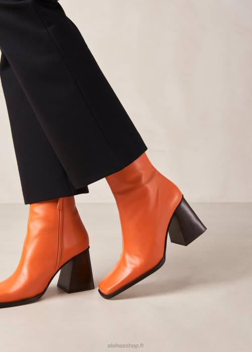 femmes pomélo orange P64N203 Alohas sud - bottes en cuir orange vif