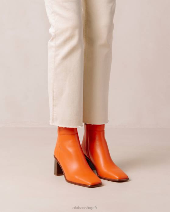 femmes pomélo orange P64N232 Alohas west vintage - bottines en cuir orange