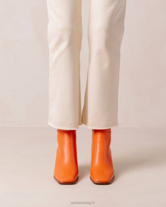 femmes pomélo orange P64N232 Alohas west vintage - bottines en cuir orange
