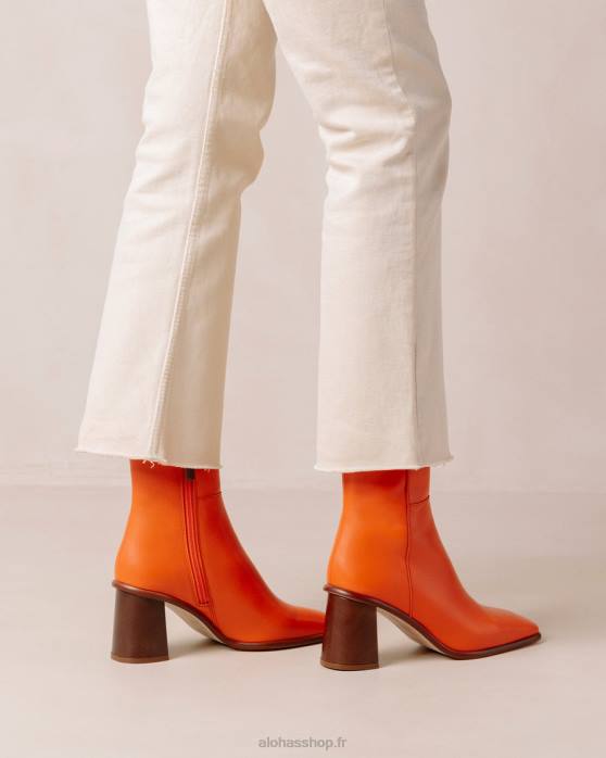 femmes pomélo orange P64N232 Alohas west vintage - bottines en cuir orange