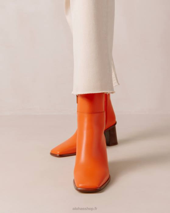 femmes pomélo orange P64N232 Alohas west vintage - bottines en cuir orange