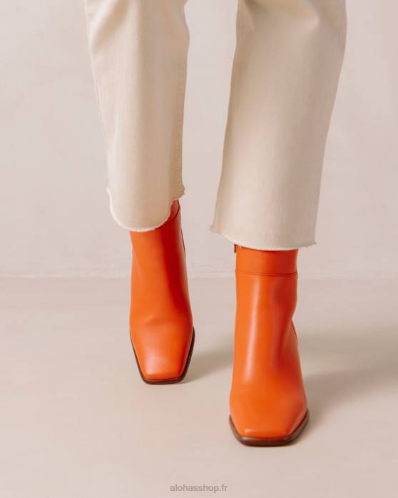 femmes pomélo orange P64N232 Alohas west vintage - bottines en cuir orange