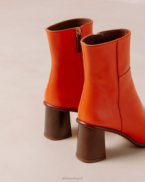 femmes pomélo orange P64N232 Alohas west vintage - bottines en cuir orange