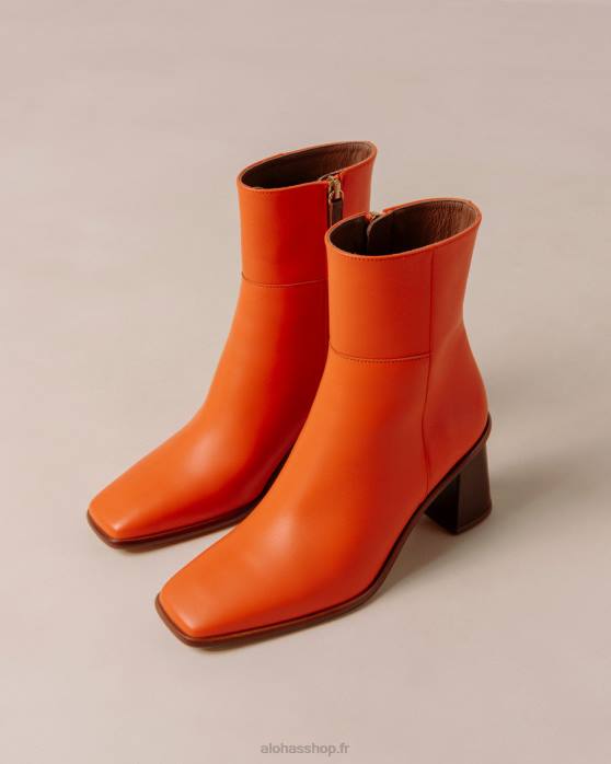 femmes pomélo orange P64N232 Alohas west vintage - bottines en cuir orange