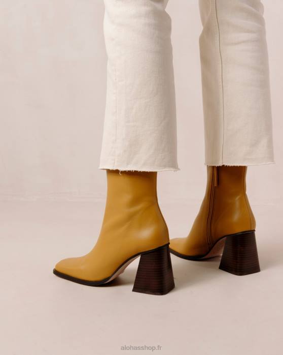 femmes souci jaune P64N199 Alohas sud - bottes en cuir jaune