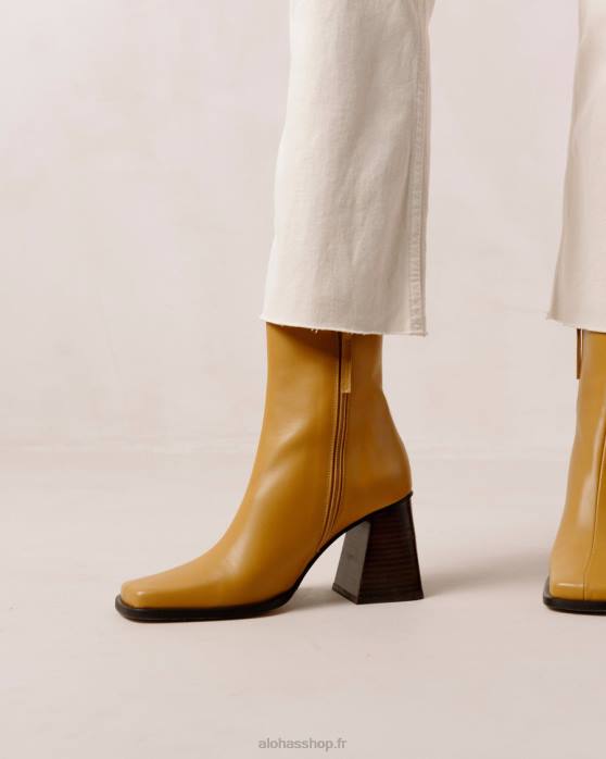 femmes souci jaune P64N199 Alohas sud - bottes en cuir jaune